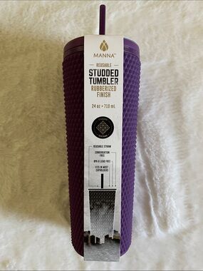 Manna  Purple Studded Reusable Tumbler with Straw  24 Oz